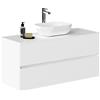 Baikal Bagno Onyx, 2 cassetti, sospeso a Parete, con lavabo in ceramica. Mobile Montato, Melamina 16, Mobile F46 + Top + Lavabo 120 cm Bianco