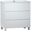 BAIKAL Set di mobili da bagno LESI. Composto da mobile con gambe e lavabo in ceramica. Tre cassetti. Melamina 16 mm. Mobile montato. Profondità 46 cm 70 cm Bianco Opaco