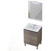 Baikal Set mobile da bagno con lavabo e specchio con applique LED con gambe, in varie finiture, melammina 16. 2 ante 60 cm Nebraska