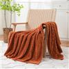 Puncuntex Coperta decorativa in pile di flanella jacquard 3D super morbida, 127 x 152 cm, per divano, sedia, colore arancione bruciato