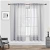 KOUFALL Tende velate in lino per camera degli ospiti, 2 pannelli, con tasca per asta, moderne, eleganti, semi-velate, estive, per finestre piccole, alla moda, 132 x 160 cm, colore: grigio argento