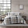 Eddie Bauer Set di Biancheria da Letto, Morbido e Accogliente, Reversibile, in Poliestere, a Quadri Grigi, per Letto Matrimoniale