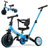 VITONIS Triciclo 5 in 1 per bambini dai 18 mesi ai 3 anni, con ruote lampeggianti, maniglione di spinta, schienale e cintura di sicurezza, regalo per bambini e bambine, bicicletta senza pedali, blu