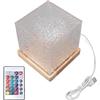 Garosa Luce LED da Tavolo RGBW con Cristalli, Telecomando 16 Colori 4 Modalità, USB 5V, Base in Legno, Acrilico, 13x13x13 cm, Luminosità Regolabile 10%-100%, Decorativa per Interni