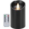 Koelaa Candele a Batteria, Candele Nere a Batteria con Timer, Candele LED con Telecomando, Candele Senza Fiamma, Candele Elettriche Effetto Reale, Candele per Festivals Decoration-7.5 * 15cm