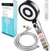 BECMai Pompa Doccia Alta Pressione, Filtro Anticalcare con Risparmio Idrico, 5 Tipi di Getto, 1,5m Tubo Flessibile, Cromato, per Bagno