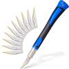 FOSHIO Taglierino Bisturi con 10 lame rivestite in titanio Cutter di Precisione Coltello Professional Cutter Set coltelli e cappuccio protettivo, bisturi chirurgici, coltello (blu)