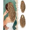 SanKristo Coda Capelli Extension con Coulisse, 45 cm Lunghe Pinza Clip Estensione naturale Ondulati ricci e mossi Parrucche Posticcio sintetiche Finta Posticci cavallo per donna Quotidian, Biondo