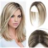 Lasunork Topper per capelli da donna con capelli umani veri, 25 cm di topper per capelli da donna, parrucche Swiss Base aggiornate per perdita di capelli (Ombre marrone chiaro con riflessi biondi)