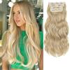 ELAOGI Extension Clip in Extension - 4 clip ondulate lunghe con clip, parrucca sintetica per donna (M27/613#, 20 pollici)