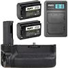 ayex AX-A9/A7RIII - Impugnatura portabatteria per Sony Alpha A9, A7R III, A7S III, A7 III (simile a VG-C3EM) + 2 batterie ayex NP-FZ100 + caricatore USB doppio