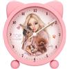 Depesche 13868 TOPModel Fur ever Friends - Sveglia per bambini in rosa, con motivo di cani e gatti, orologio silenzioso con funzione luce, batteria inclusa