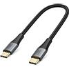 CableCreation Cavo corto da USB C a USB C da 25 cm, cavo di ricarica rapida USB tipo C, doppio intrecciato, esterno compatibile con Z Fold 4/3, Z Flip 4/3, Galaxy S22 Ultra S22 S21 S20, MacBook, iPad