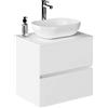 Baikal Mobile bagno Onyx, 2 cassetti, sospeso a parete, con lavabo in ceramica. Mobile Montato, Melamina 16, Mobile F46 + Top + Lavabo 70 cm Bianco