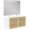 Baikal Mobile bagno Gavin, 2 cassetti, sospeso a parete. Include lavabo in ceramica. Varie finiture. Consegnato assemblato. con specchio 120 cm Nature