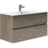 Baikal Mobile da bagno a due cassetti, sospeso a parete con lavandino. Melamina 16. Mobile montato. Mobile da 90 cm Nebraska senza specchio
