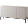 Selsey Bemmi - Comò con 3 ante e 6 scomparti, 150 cm, gambe nere, colore tortora