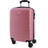 AMICHI - Valigia per cabina rigida 55 x 40 x 20 | bagaglio a mano leggero a 4 ruote 360 º | compatibile con Ryanair, EasyJet e Plus | ideale per week-end, affari o voli brevi, rosa, S, Valloise cabina