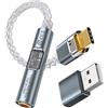 EZ EAR CCZ CM01 Adattatore audio da USB C a jack da 3,5 mm MAX97220 Amp Conexant CX31993 Chip di decodifica Adattatore da Aux a USB C per cuffie con cavo placcato argento per iPhone 15/Pro/Samsung/PS5