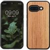 kwmobile Custodia Compatibile con Google Pixel 9a Cover - Protezione in Legno per Smartphone - Back Case con Bumper in Silicone TPU - Marrone Chiaro/Marrone Legno di Quercia