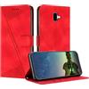 Mo-Beauty Cover per Samsung Galaxy J6 Plus 2018 / J6 Prime, Cover Portafoglio in Pelle Sintetica Tasca Carte Antiurto Protettiva di Con Slot per Samsung J6 Plus 2018/J6 Prime (Rosso)