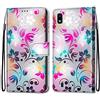 Mo-Somnus Cover per Samsung Galaxy A10, Custodia in PU Pelle Magnetica Libro Flip Caso Antiurto Portafoglio [Supporto Stand] con Porta Carte e Cinturino da Polso Wallet Case (Fiore 1)