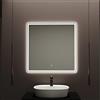 Baikal Specchio da bagno rettangolare | 80 x 80 cm | Retroilluminato con sabbiatura | Touch con anti-appannamento | Tonalità 3500 K/4000 K/6000 K | Specchio con luce | Specchio con LED.