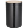 MSV Cestino gettacarte da scrivania per ufficio - Cestino spazzatura bagno - Pattumiera con coperchio basculante - Bambù e nero 6L