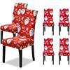 Wintem - Coprisedia Natalizi in Tessuto Elasticizzato Set da 6 con Motivo Babbo Natale per Schienale e Seduta, Facili da Montare, Lavabili e Riutilizzabili per Decorazioni Natalizie di Casa