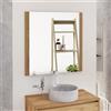 Baikal Specchio da bagno, specchio con lato in legno. Opzione con e senza LED. Stili che si adattano al bagno o a qualsiasi stanza della casa. 80 x 80 cm Laterale Legno Teka