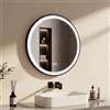 EMKE Specchio da bagno rotondo nero, 70 cm, con illuminazione e interruttore touch, 3 colori di luce dimmerabili, funzione memoria, specchio rotondo