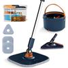 FANTASK FANATSK - Mocio con sistema a secchio, 4L, con testa girevole a 360°, sistema di separazione, con 8 panni in microfibra, sistema di pulizia per pavimenti bagnati e asciutti, colore: Blu