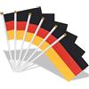 AhfuLife Germania Piccole Bandiere su Bastoni, 30pcs, 14 × 21 cm Tenuto a Mano Doppio Lato Tessuto Tedesco Mini Bandiere con 30cm Palo Bianco per la Coppa del Mondo, la Calcio European Supporto