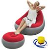 Shyllin Divano ad aria, divano da campeggio con poggiapiedi, divano gonfiabile portatile floccato, poltrona gonfiabile, poltrona da piscina, airlounge, pouf da esterno, per campeggio, casa (2, rosso