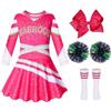 HaoVrisn Vestito Carnevale Bambina per Bambine con Vestito, Fascia, Pon Pon Cheerleader e Calze, Vestito Cheerleader Bambina per Carnevale, Halloween, Cosplay e Feste in Maschera