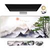 AIMSA Large Gaming Mouse Pad Set, Keyboard Wrist Rest Support + Extended Mouse Pad + Mouse Wrist Cushion + Coaster, Ergonomic Memory Foam Desk Mat 35x15.7in Anti-Slip Base (Pine Tree Mountains)