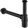 Keymark Sifone per lavabo e lavabo, in ottone universale Syphon 1 1/4 x 32 mm, con tubo di immersione da 200 mm, sifone per scarico, nero
