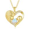 FANCIME Collana con pietra portafortuna per mamma e bambino, con scritta I Love You, regalo per la festa della mamma, regalo per nonna, mamma, moglie, 40,6 cm + 5,1 cm, 22.1mm x 20mm x 4.4mm
