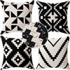 MIULEE Set di 4 Impermeabili Federe Cuscini Decorativi Copricuscini Cuscini Stampati Fodera di Cuscinetti di Lino da Divano Esterno Soggiorno Balcone 40x40cm 16x16 inch Geometrico Nero