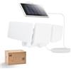 Philips Lampada di sicurezza solare 3600LM, impermeabile e dimmerabile con sensore di movimento LED per esterno, 3 teste orientabili con cavo da 5 m, pannello solare separato con 3 modalità