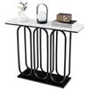 FANTASK Moderno tavolo consolle da ingresso con struttura in metallo, consolle sottile con effetto marmo, per soggiorno, corridoio, camera da letto, ingresso, 100 x 30 x 80 cm (bianco e nero)