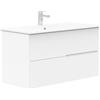 Baikal Mobile bagno Gavin, 2 cassetti, sospeso a parete. Include lavabo in ceramica. Varie finiture. Consegnato assemblato. Senza Specchio 100 cm Bianco