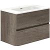 Baikal Mobile da bagno a due cassetti, sospeso a parete con lavandino. Melamina 16. Mobile montato. Mobile da 70 cm Nebraska senza specchio