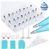 AiQInu Beccucci Sac a Poche Professionali 46 Pcs,sac a Poche in Silicone Riutilizzabile Lavabile, Saccapoche per Dolci, Sacca a Poche per Dolci,Kit Pasticceria con Beccucci per Torte Cupcakes Biscotti