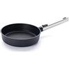 Woll Diamond Logic XR Pro - Padella piatta induttiva, diametro 20 cm, altezza 5 cm, con manico in acciaio inox rimovibile, adatta a tutti i piani cottura, in alluminio pressofuso, rivestimento