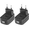 Security-01 Confezione da 2 caricabatterie USB 5 V, 2 A, 10 W, adattatore AC a DC per telecamere IP, tablet, lettori MP3, e-reader, smartphone, utensili elettrici