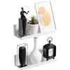 PAVSTINE Scaffale a Muro Galleggiante Senza Forare - Scaffale Bagno con Binario Immagine Bianco, Adesivo