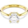 Swarovski Stilla Anello Cocktail, Gioiello Versatile per Occasioni Speciali con Zirconia, Pietre Scintillanti a Taglio Princess, Montatura a Griffe, Placcatura in Tonalità Oro, Taglia 58