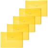 HERMA 20052 - Portadocumenti A5 trasparenti gialle, piccole buste trasparenti con bottone a pressione, buste in plastica per scuola, università, ufficio, viaggi, 5 pezzi