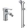 Ideal Standard BC652AA Alpha Miscelatore bidet, cromato & B9508AA Idealrain M3 SMART asta doccia, doccetta a 3 funzioni con diametro 10 cm con sistema anticalcare, cromato